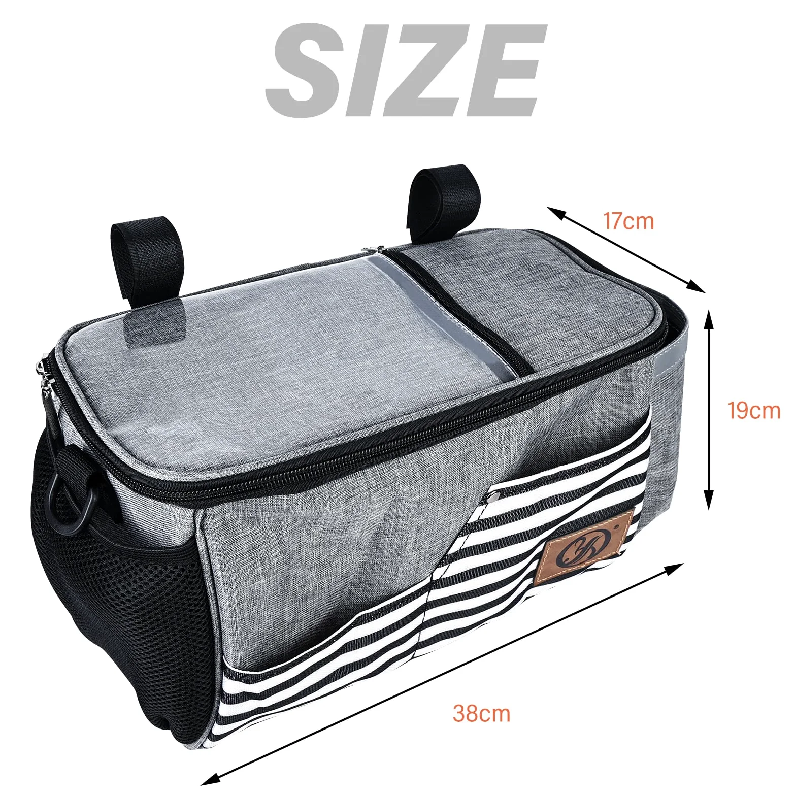 Bolsa Organizadora de Cochecitos, Multifuncional con Correa Para el Hombro Bolso Carro Bebé, Gran Capacidad Súper Liviana Bolso Organizador Bugaboo Universal Impermeable (Gris)