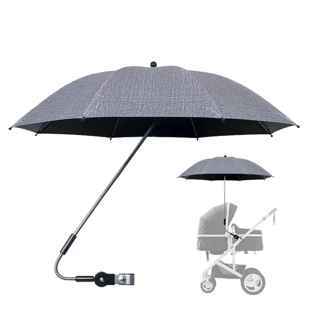 Sombrilla Universal Para Cochecito De Bebé, Sombrilla Carrito Bebe Universal Anti UV Con Abrazadera Ajustable, Sombrilla Carro Bebe Para Cochecito, Sombrilla Protección UV 50+ Para Silla De Paseo (A)