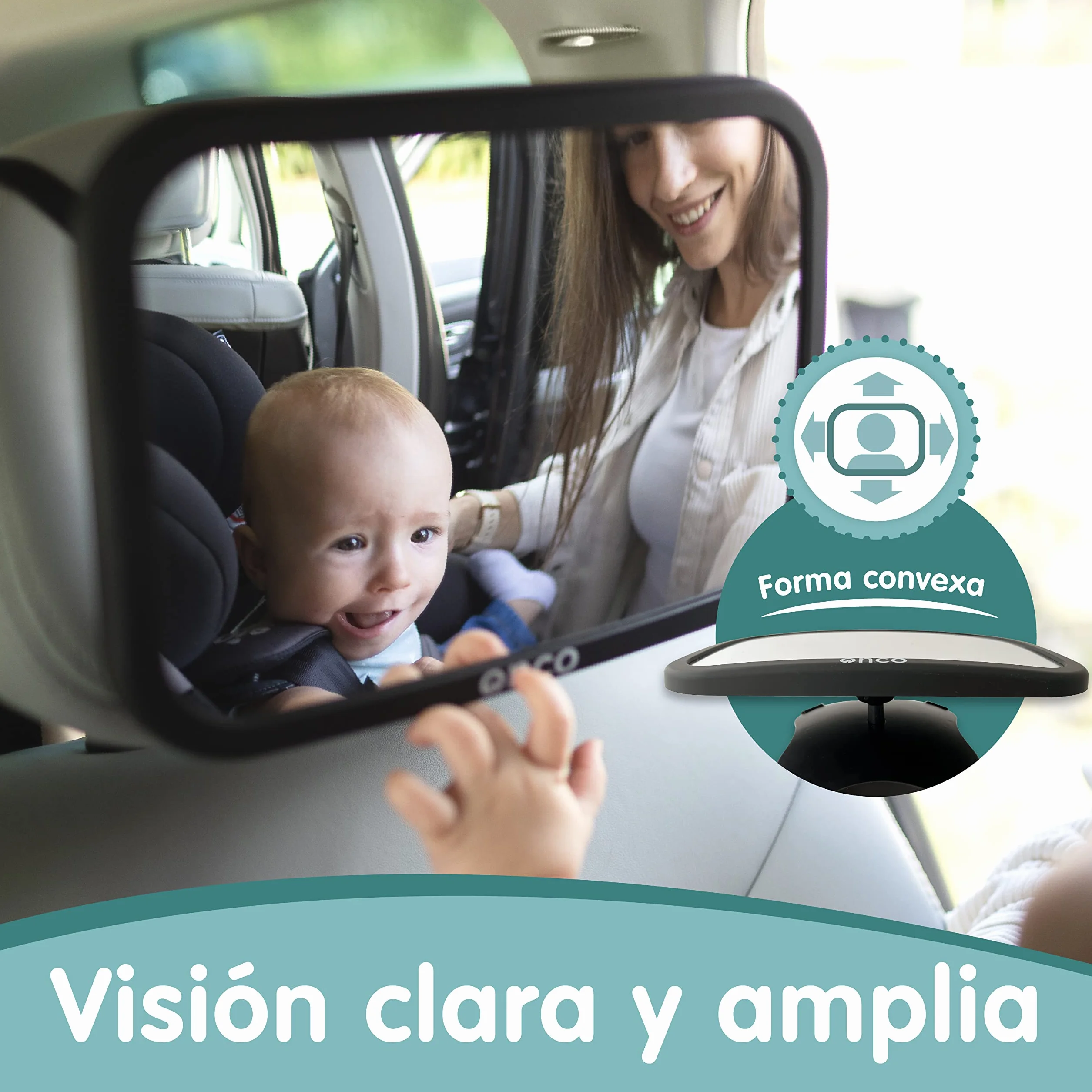 Onco Espejo Coche Bebé Asiento Trasero - Espejo de Seguridad para Padres Primerizos - Premio LovedByParents