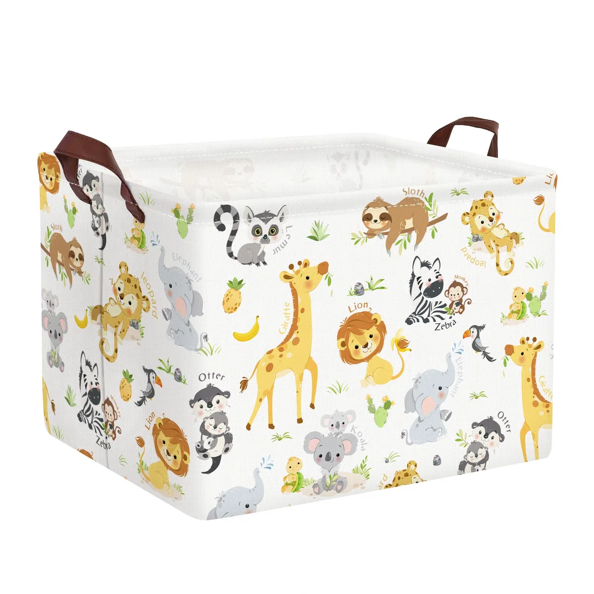 Clastyle 36L Grande Cajas de Almacenaje Animales con Asa Cesta para Guardar Blanco Ropa Juguetes Plegable Rectangular para Habitación Infantil Dormitorio