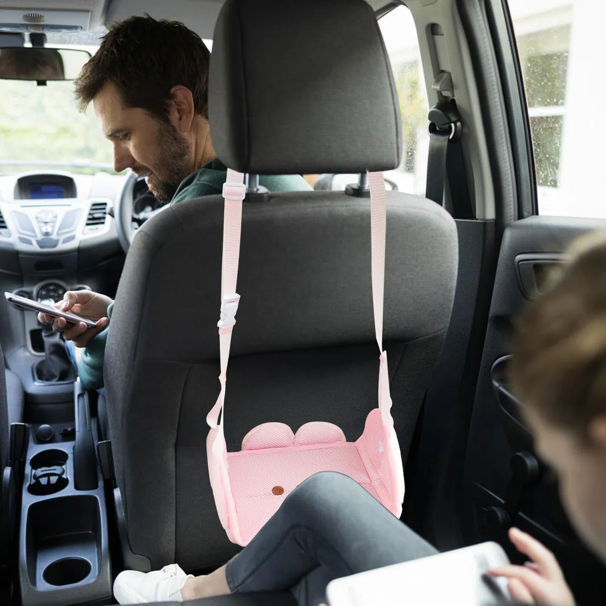 Reposapiés Para Asiento De Coche Para Niños | Accesorios Automotrices Portátiles Y Ajustables - Hamaca para Pies con Soporte para Piernas - Para Comodidad y Relajación en Viajes Largos por Carretera p