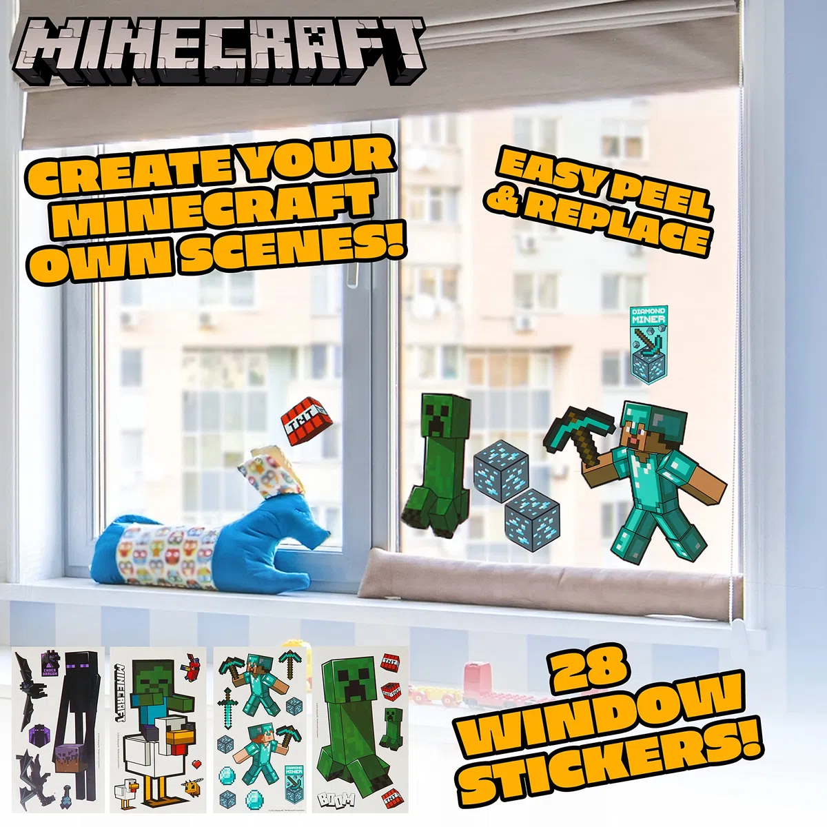 Minecraft Pegatinas Infantiles - Vinilos de Pared Decorativos para Niños