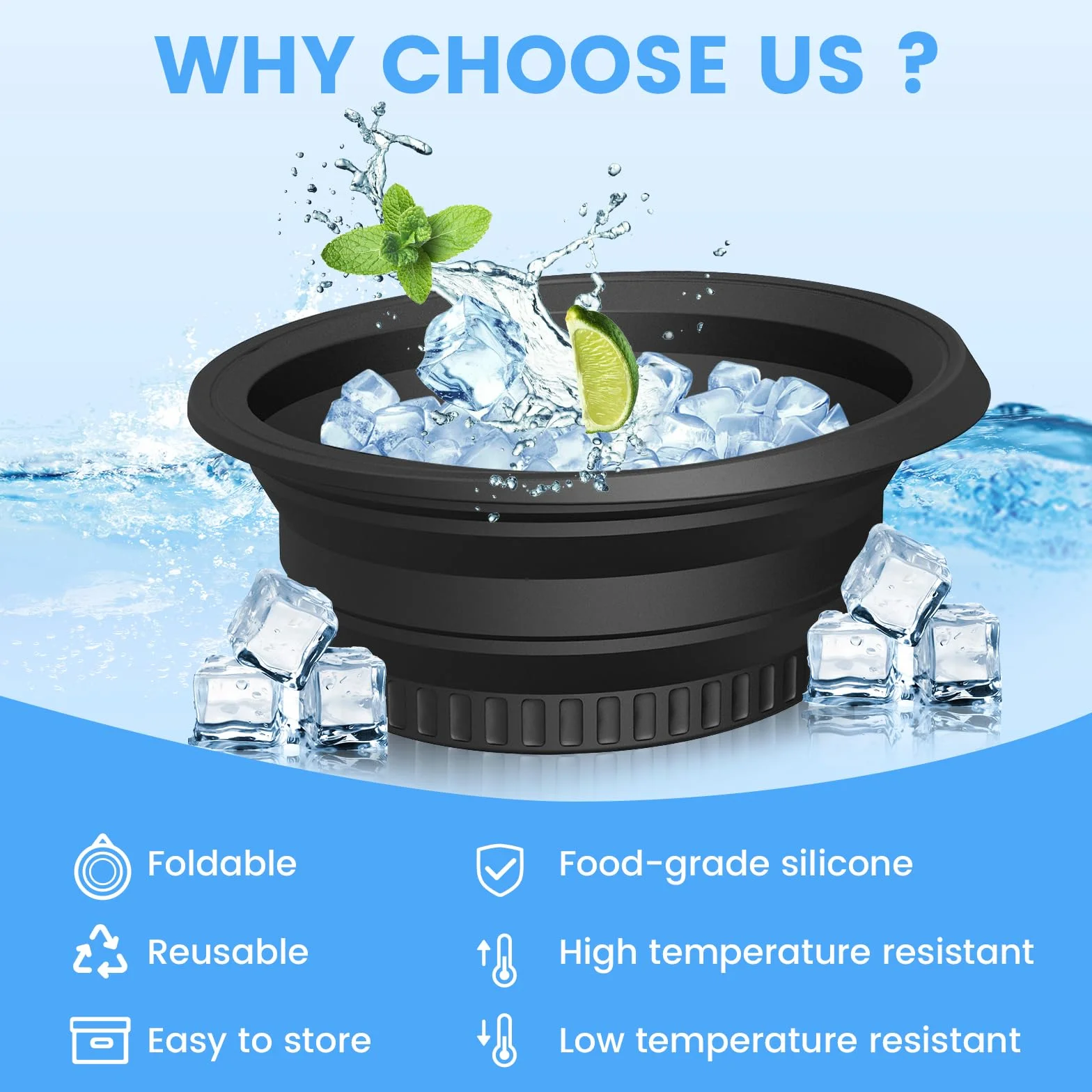 Cuenco Facial para Hielo, Cuenco de Hielo para Cara, Cuenco de Baño de Hielo Facial Silicona, Portátil Lavabo Plegable Cuenco Facial para Hielo Calmar la Piel