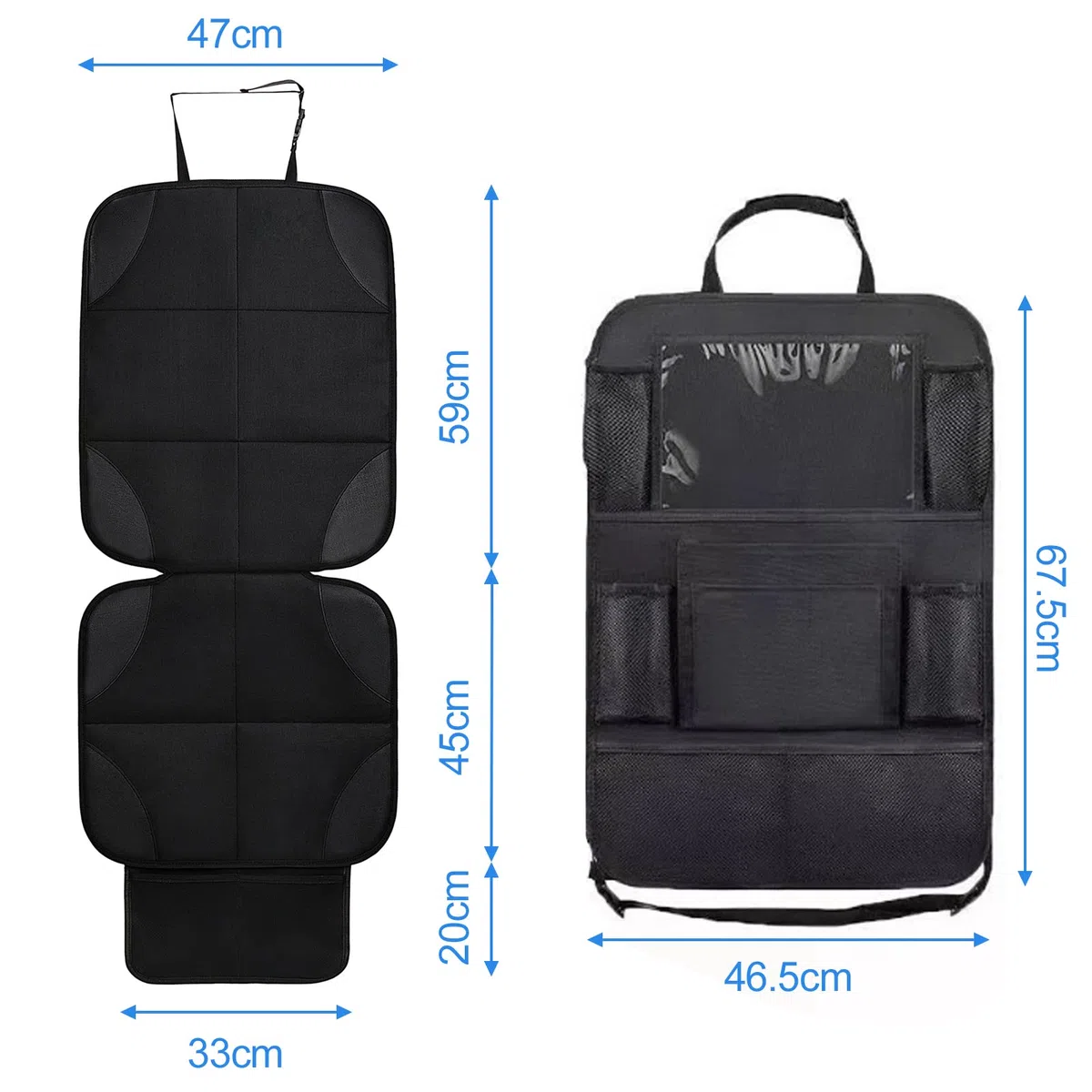Protector Asiento Coche Silla Bebe, Antideslizante Impermeable Funda Coche Asiento Compatible Isofix con Organizador Bolsillos, Universal Protector Seguro Respaldo para Asiento Infantil
