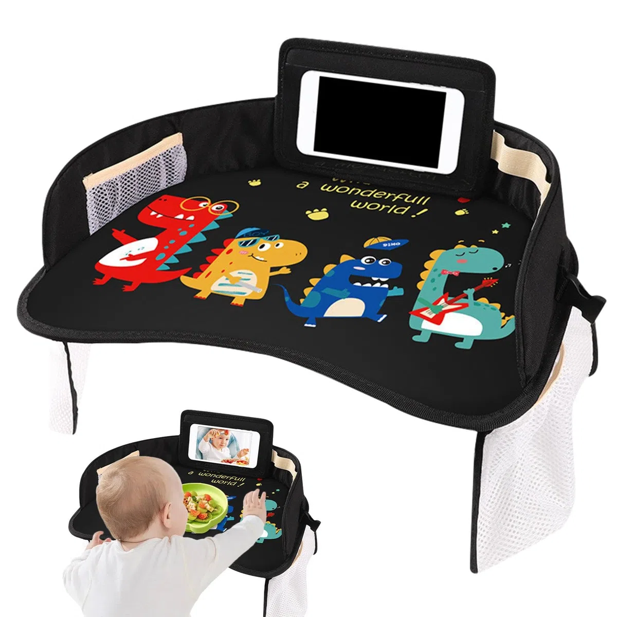 Bandeja para mesa de asiento de automóvil,Mesa de comedor para asiento de automóvil | Bandeja de comedor impermeable para asiento infantil | Mesa con bandeja de comedor para coche, multifunción, peque
