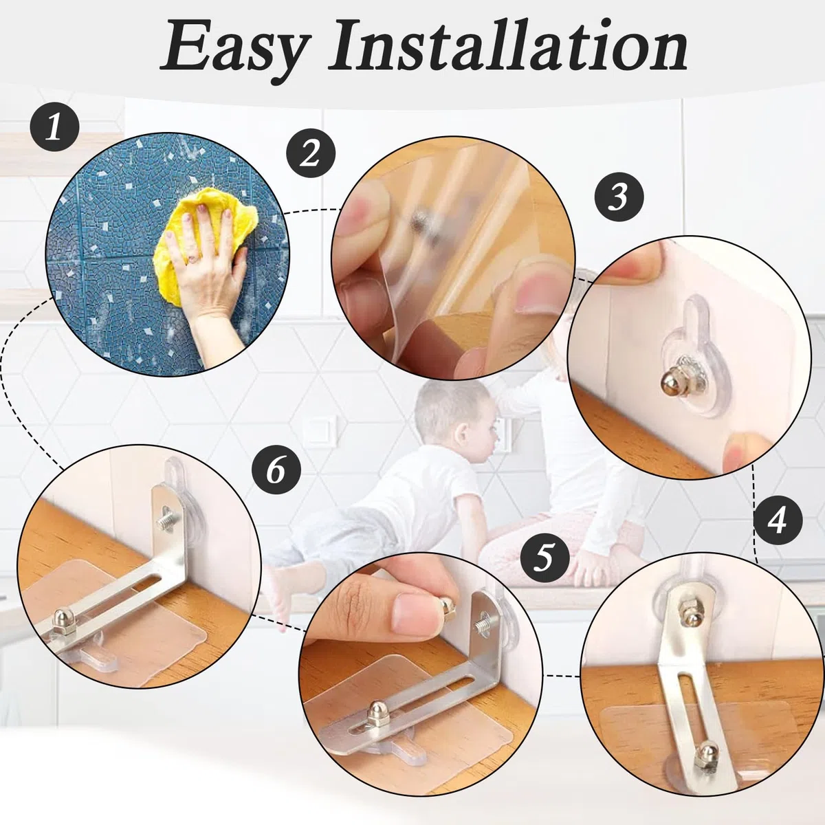 Anclajes de pared para muebles a prueba de bebés, 12 anclajes de pared para muebles a prueba de bebés, anclajes de pared adhesivos para muebles, anclajes de pared sin taladro, anclajes de muebles sin