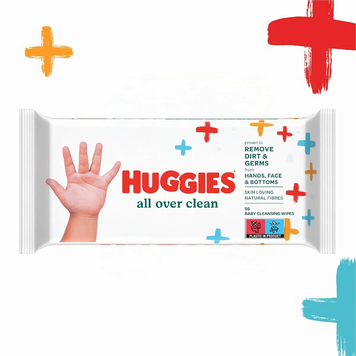 Huggies All Over Clean - Toallitas húmedas para bebé, 56 piezas, paquete de 10 (10 paquetes de 56 unidades, total 560 toallitas) (seguras para la cara, las manos y el funduleto)