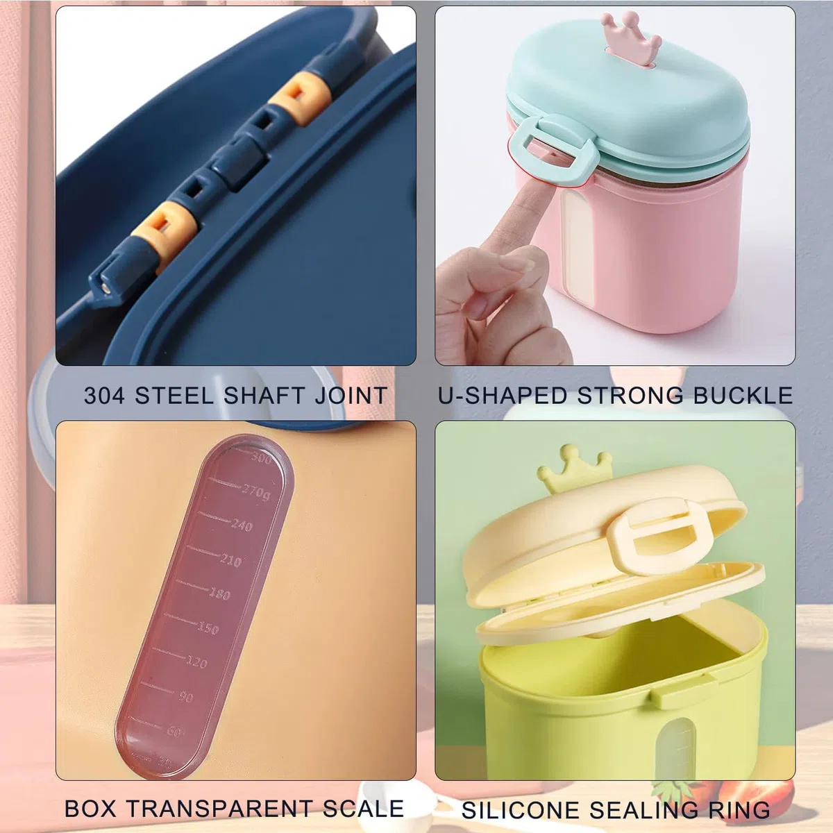 Dispensador de Leche en Polvo,Dispensador de Fórmula para Bebés,Hermético Caja de Leche en Polvo para Alimentaci,Contenedor Dispensador de Fórmula Portátil para Viajes