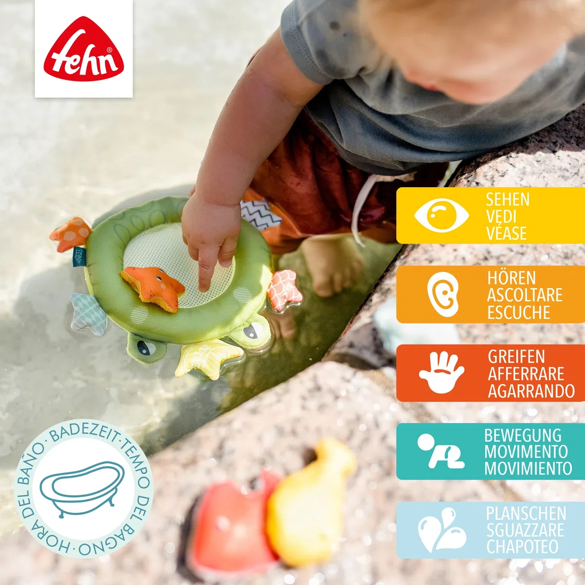 Fehn Red de baño Rana Animal, Juguete de baño para bebés para la bañera, Juguete acuático Flotante para divertirse en el baño, Juguete de bañera para bebés y niños pequeños a Partir de 0 Meses