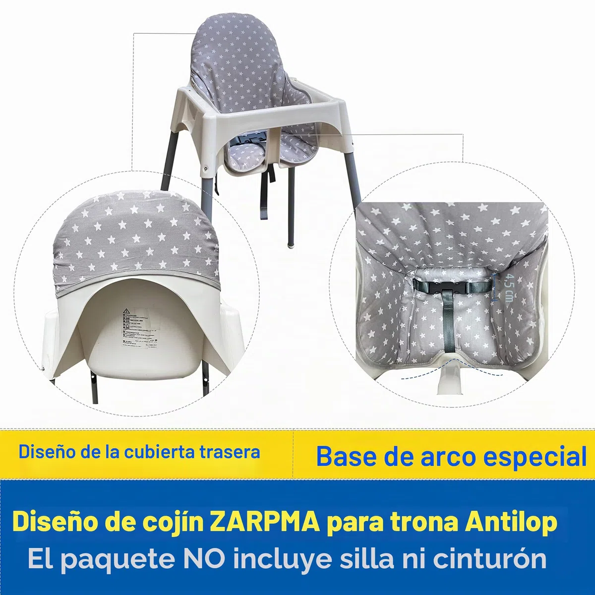 ZARPMA Fundas de asiento compatibles con trona Antilop, superficie de algodón y algodón acolchado, patrón de bosque, plegable, funda para trona (estrella gris)