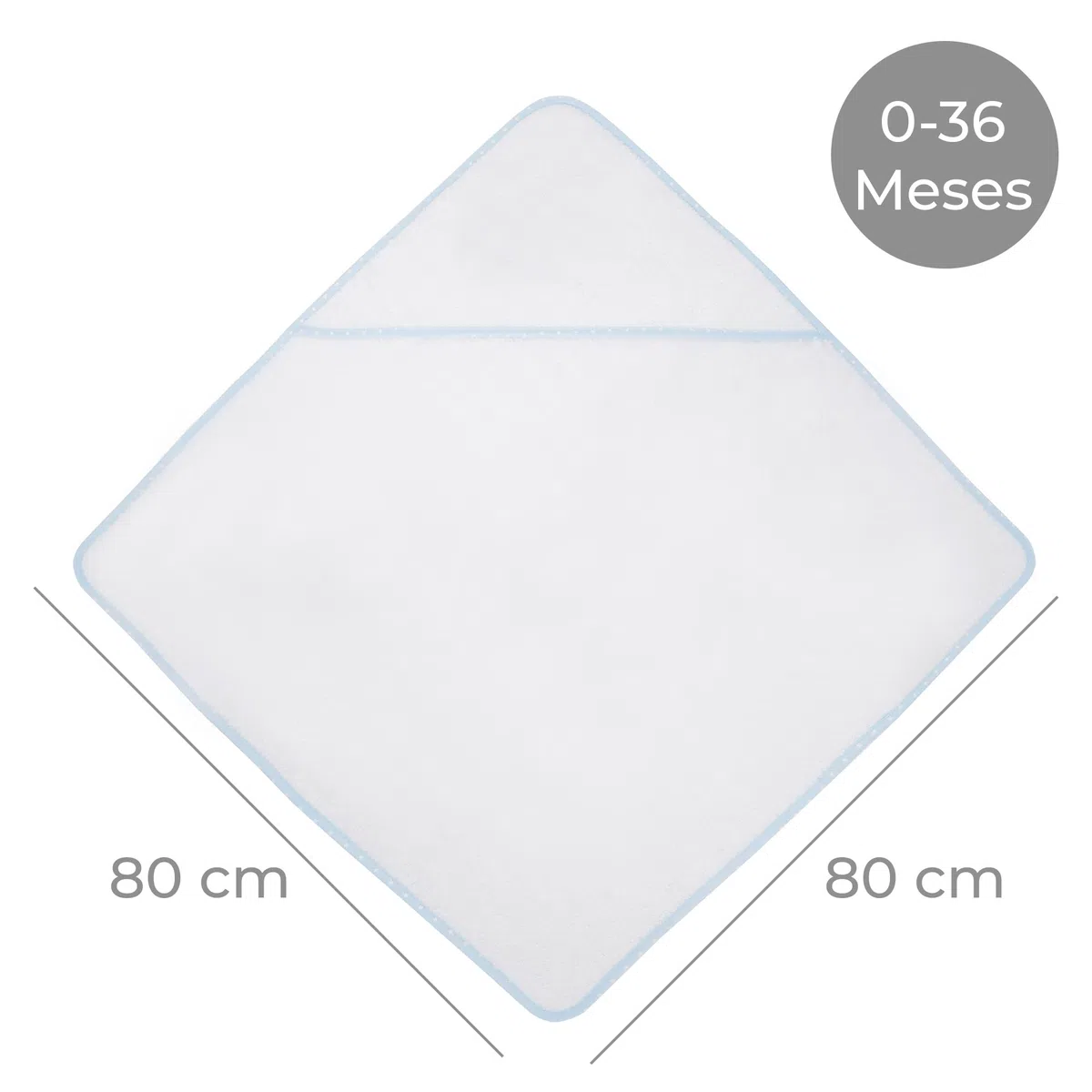 Duffi Baby - Toalla bebe recien nacido. Capa de baño Bebe 100% Algodón Para Bordar. Toalla Baño con capucha Infantil 80 x 80 cm. Super Suave Absorbente Ligera. Niños y niñas Color Blanco Azul. 1196-12