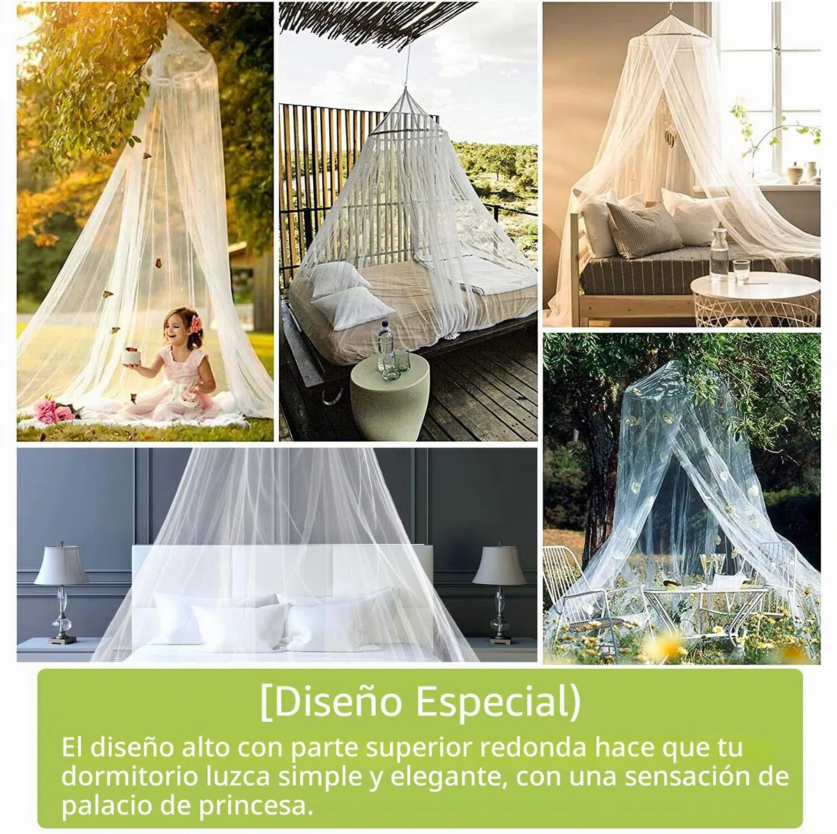 Canopy de Mosquitera Universal, Mosquito Net Blanca de Color Blanco con Diseño de Cúpula, Fácil Cama Colgante Canopy Netting, Protección de Red de Insectos para Camas Individuales y Dobles