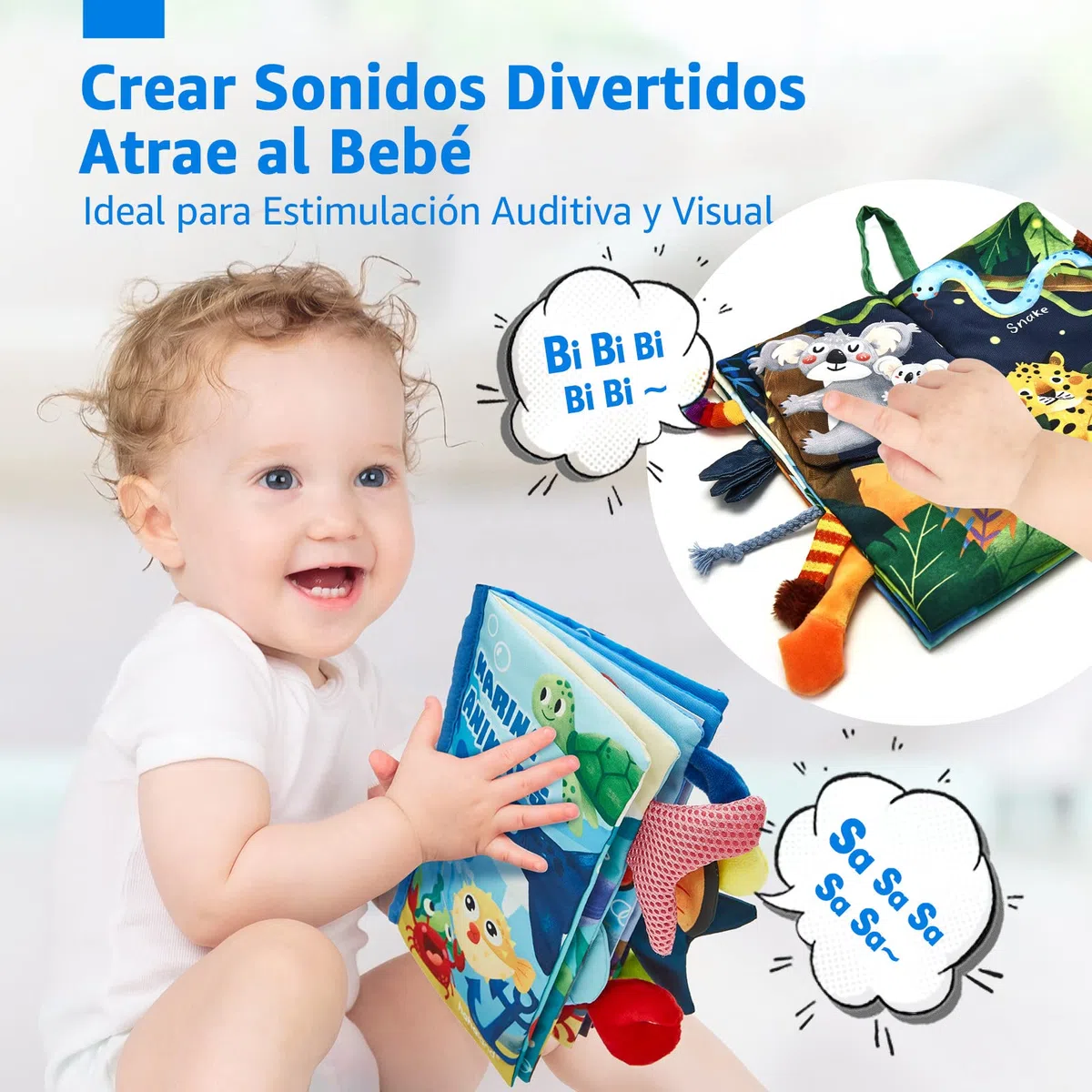 hahaland Libros Bebe Juguetes Bebes 0-3 6-12 Meses 2PCS Libros de Tela Blandos para Bebes Recien Nacido Niños Educativo Juguetes Niños 1 año, Animales Libro Sensorial Suave de Actividades para Bebé
