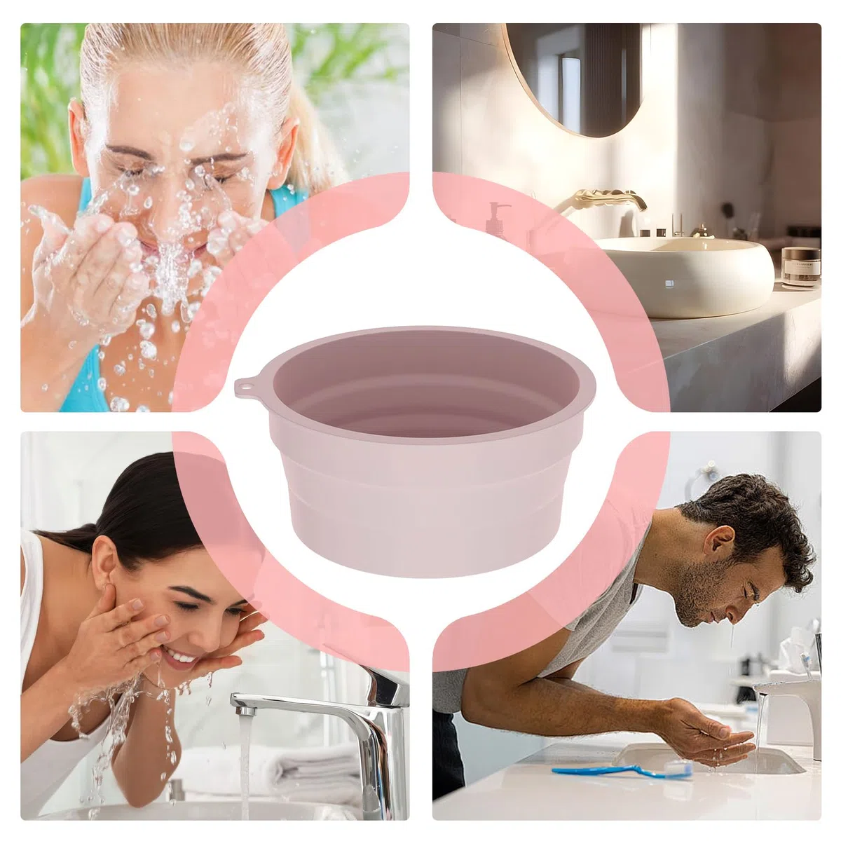 Tazón de cara de hielo, caída de hielo frío, 8.46x3.94 pulgadas de lavado de belleza de silicona, herramienta de referencia de piel, diseño portátil liviano para hogar, vacaciones, viajes, hotel, viaj