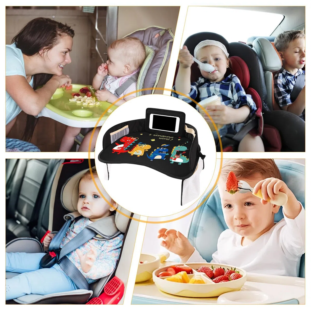 Bandeja para mesa de asiento de automóvil,Mesa de comedor para asiento de automóvil | Bandeja de comedor impermeable para asiento infantil | Mesa con bandeja de comedor para coche, multifunción, peque