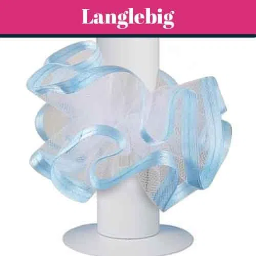 Manguito de tul para niños con cinta de raso para velas de bautizo y comunión con diámetro de 3-6 cm (azul)