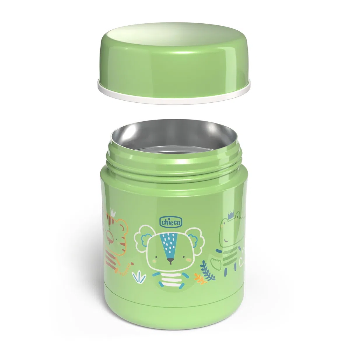 Chicco Contenedor Térmico para Alimentos, Porta Comida Térmico, Mantiene la Temperatura hasta 6 horas, Para alimentos calientes y fríos, Contenedor de Comida para Niños, Acero Inoxidable, 300 ml, 6M+