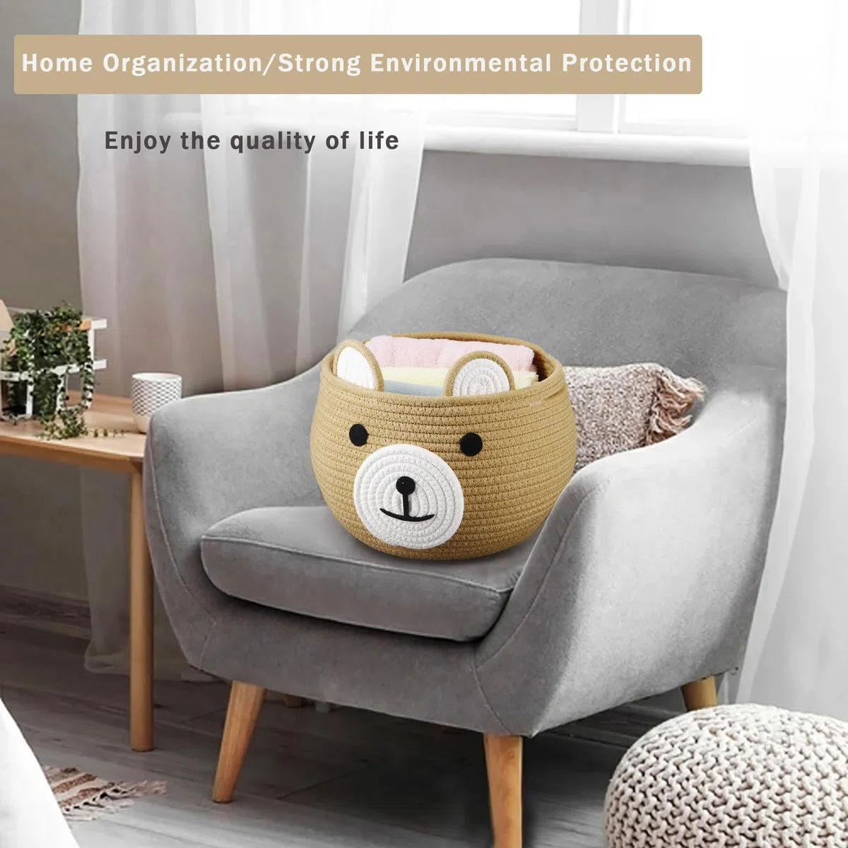 PandaEar Cesta de regalo y organizador de lavandería con diseño de oso para artículos esenciales para recién nacidos