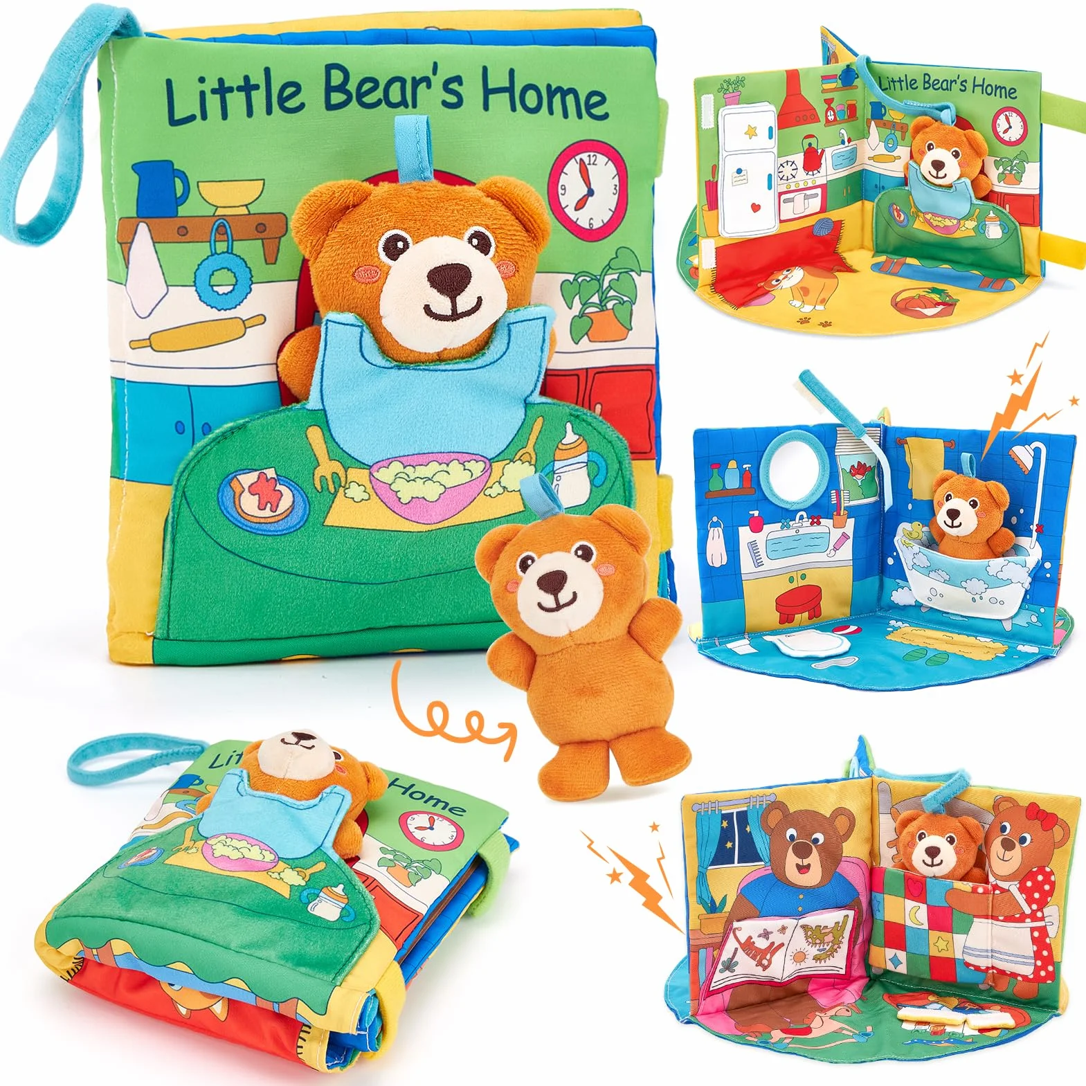 hahaland Libro Bebe Interactivo Juguetes Bebes 0 3 6 Meses, 3 en 1 Libro de Tela Blandos para Bebe Recien Nacido, Libro Sensorial Suave de Actividades - Tummy Time Regalos Bebes 1 Años