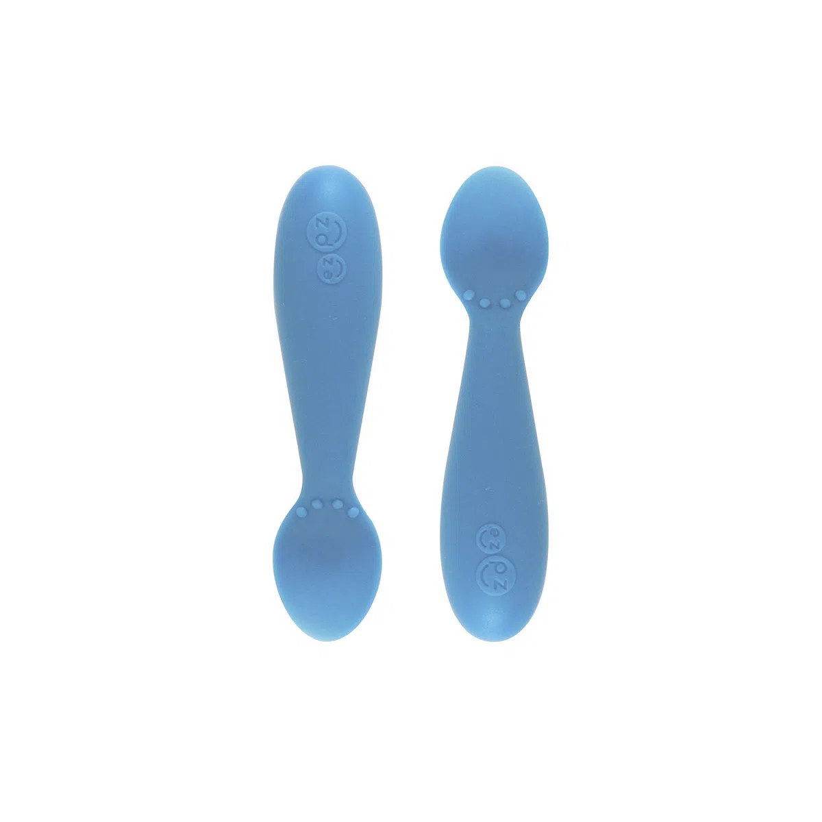 ezpz Tiny Spoons 4 meses +. Pack de 2 cucharas 100% de silicona para bebés y niños pequeños. facilita el Baby Led Weaning. Diseñado por un especialista en alimentación pediátrica. Azul