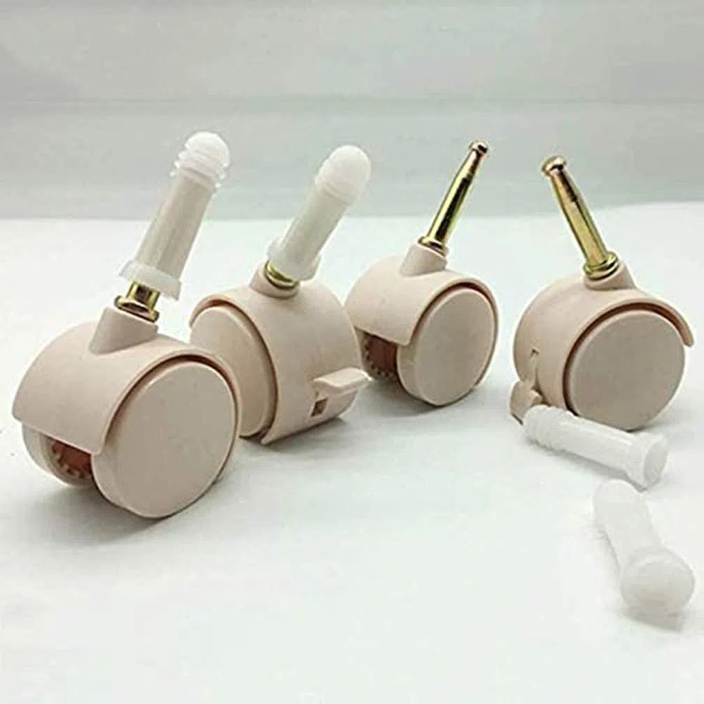 Muebles de Nailon para Cuna,Ruedas giratorias silenciosas con Frenos,diseño de Ruedas Dobles,Ruedas de Repuesto,Varilla de Montaje de 7,4 mm,con Manguito de Montaje,para Cama de niños con ca