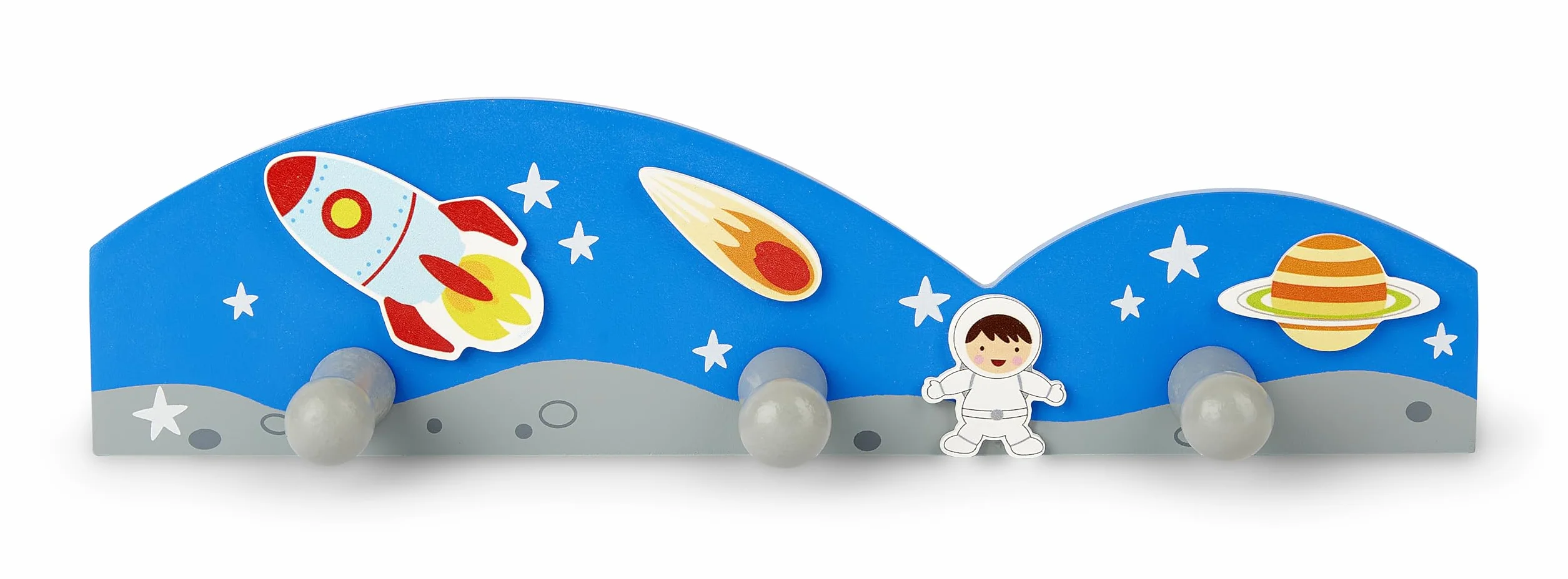 Mousehouse Gifts - Perchero de pared infantil con 3 ganchos - Temática espacial