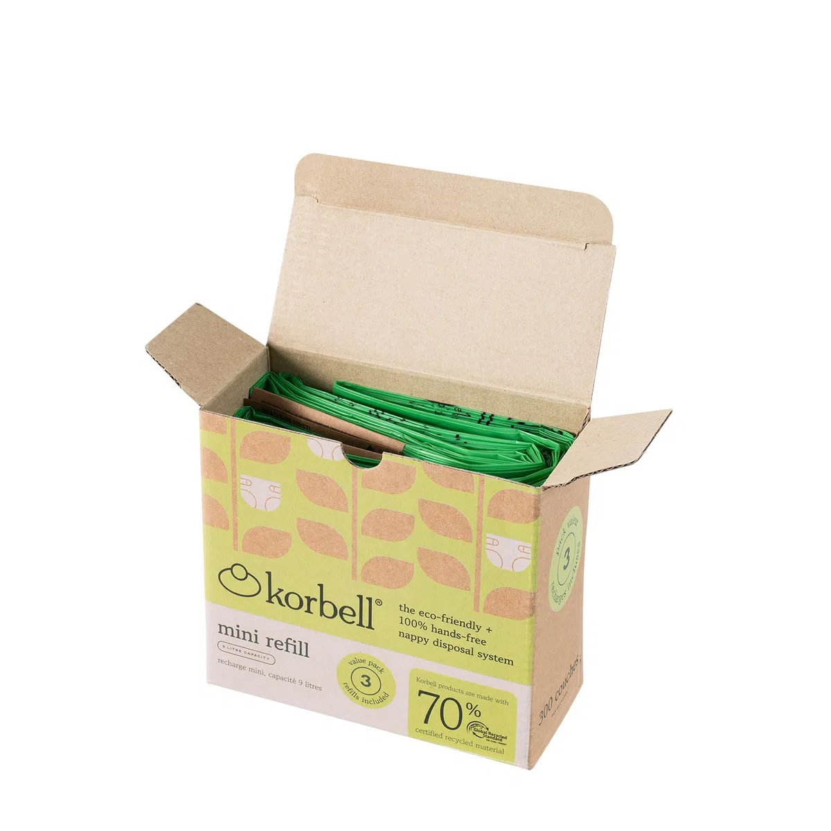 Korbell - Recambio ecológico para cubo de pañales Korbell Mini 9 L