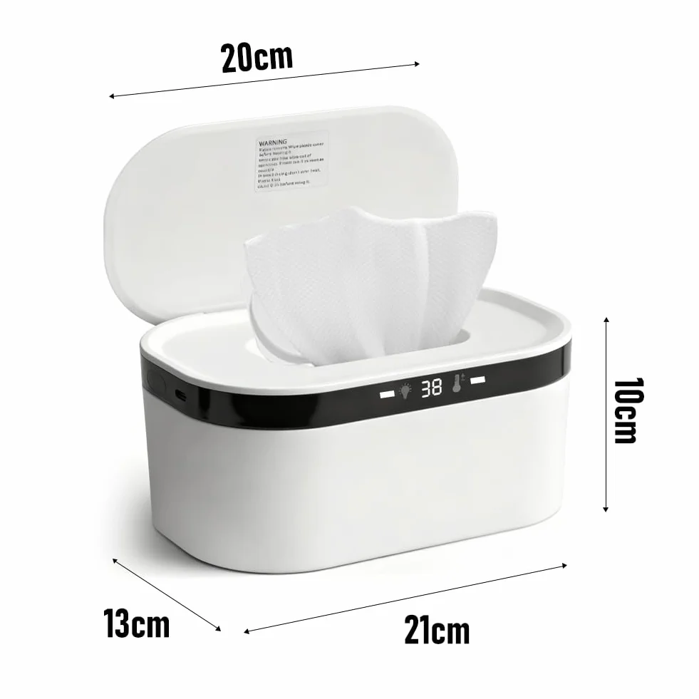 Calentador de toallitas húmedas LOMUG, 3 niveles de calor, calentamiento rápido, USB, LED, con luz nocturna incorporada.