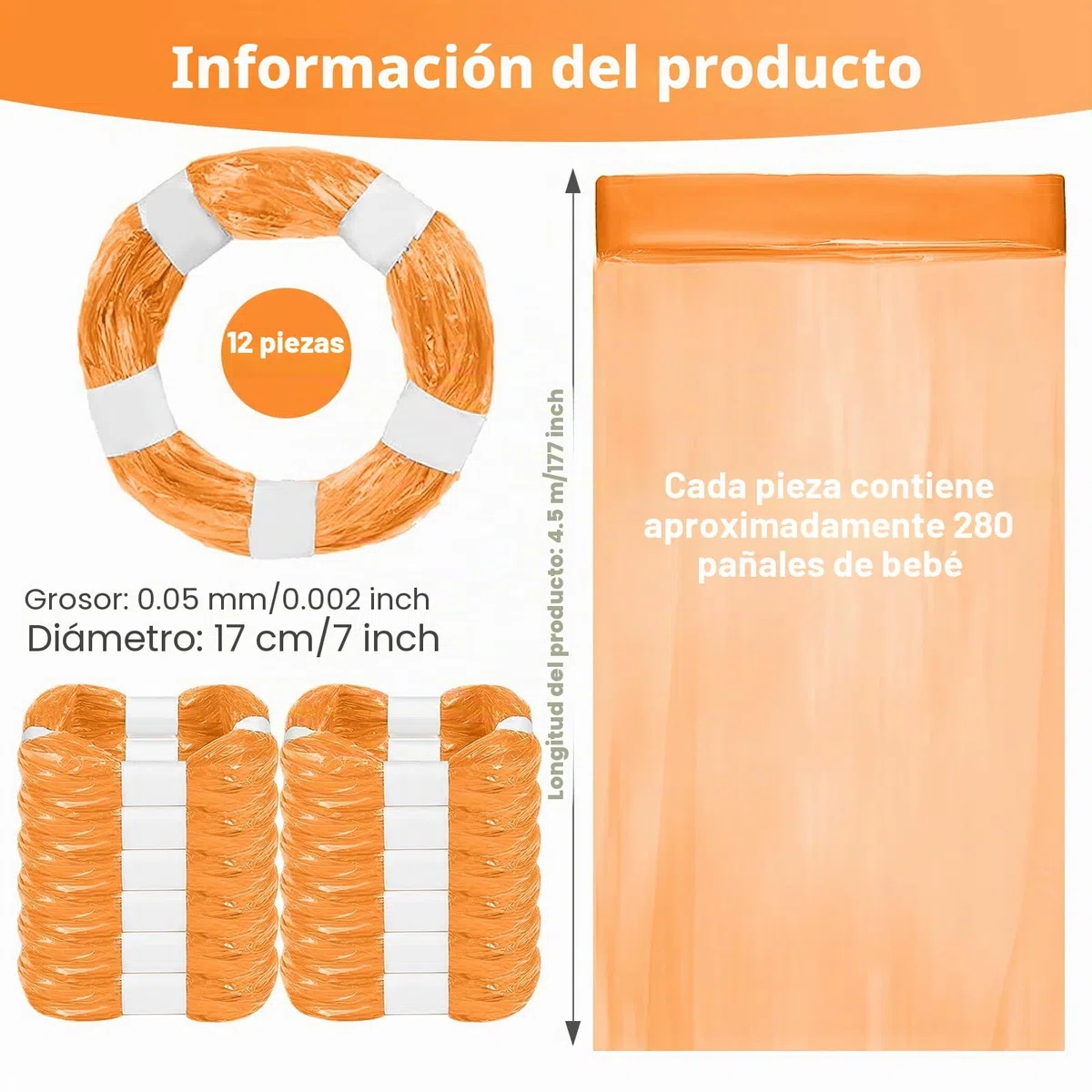 12 Recambios Contenedor de Pañales Compatible con Tommee Tippee, Bolsa de Relleno para Papelera Pañales Bebe Compatible con Angelcare et Tommee Tippee et Litter Locker II Recambios