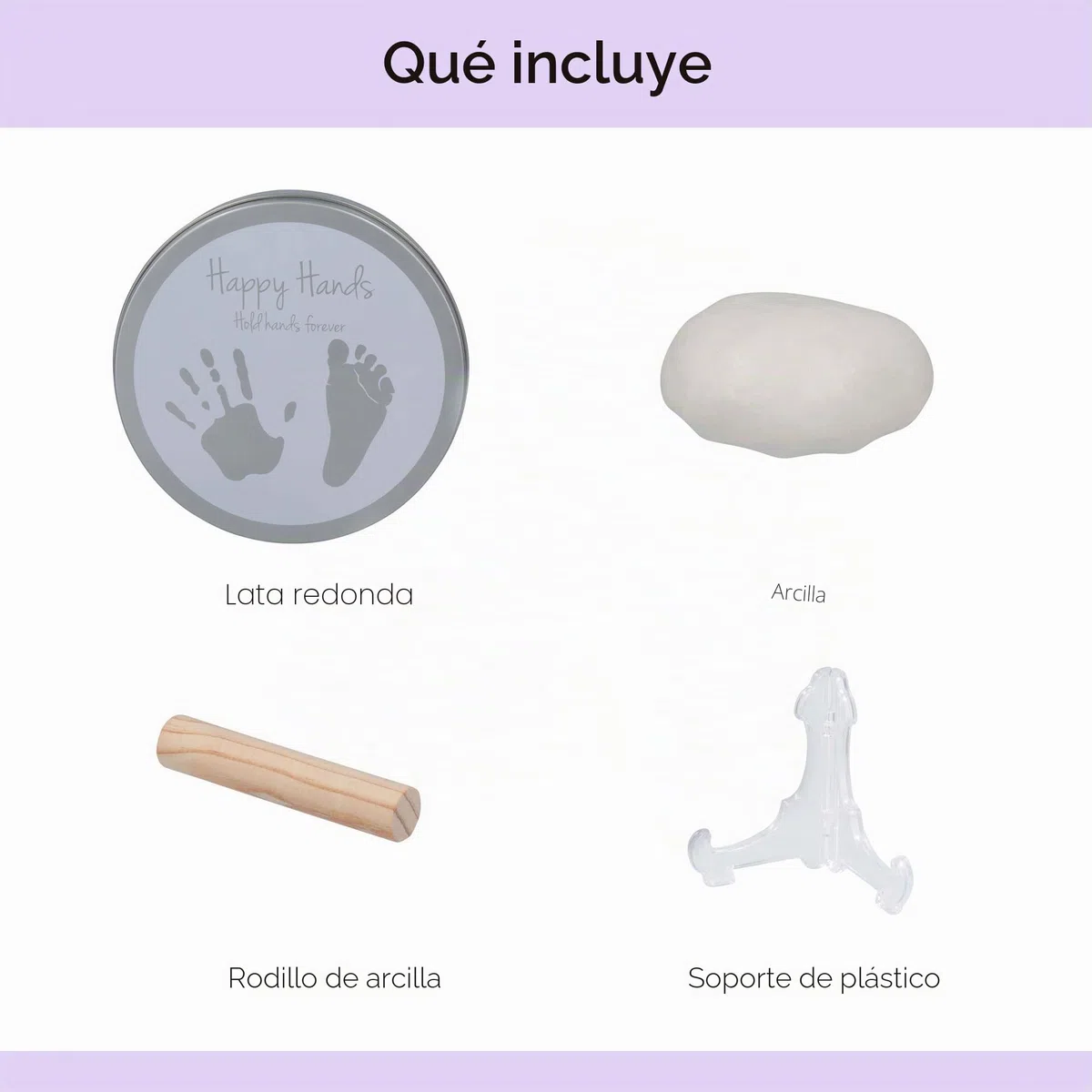 Dooky Happy Hands 2D Handprint Set para recordar la mano o la huella de un bebé (en una práctica caja de aluminio, que incluye pasta de modelar respetuosa con la piel y caja de aluminio)