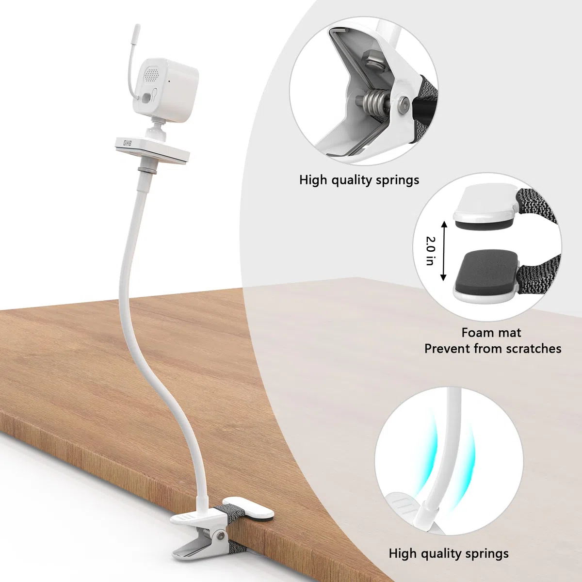 HOLACA Soporte de clip compatible con GHB ABM700/SM50B, soporte para vigilabebés para 720P OBVHNUA 900ES1/900ES2