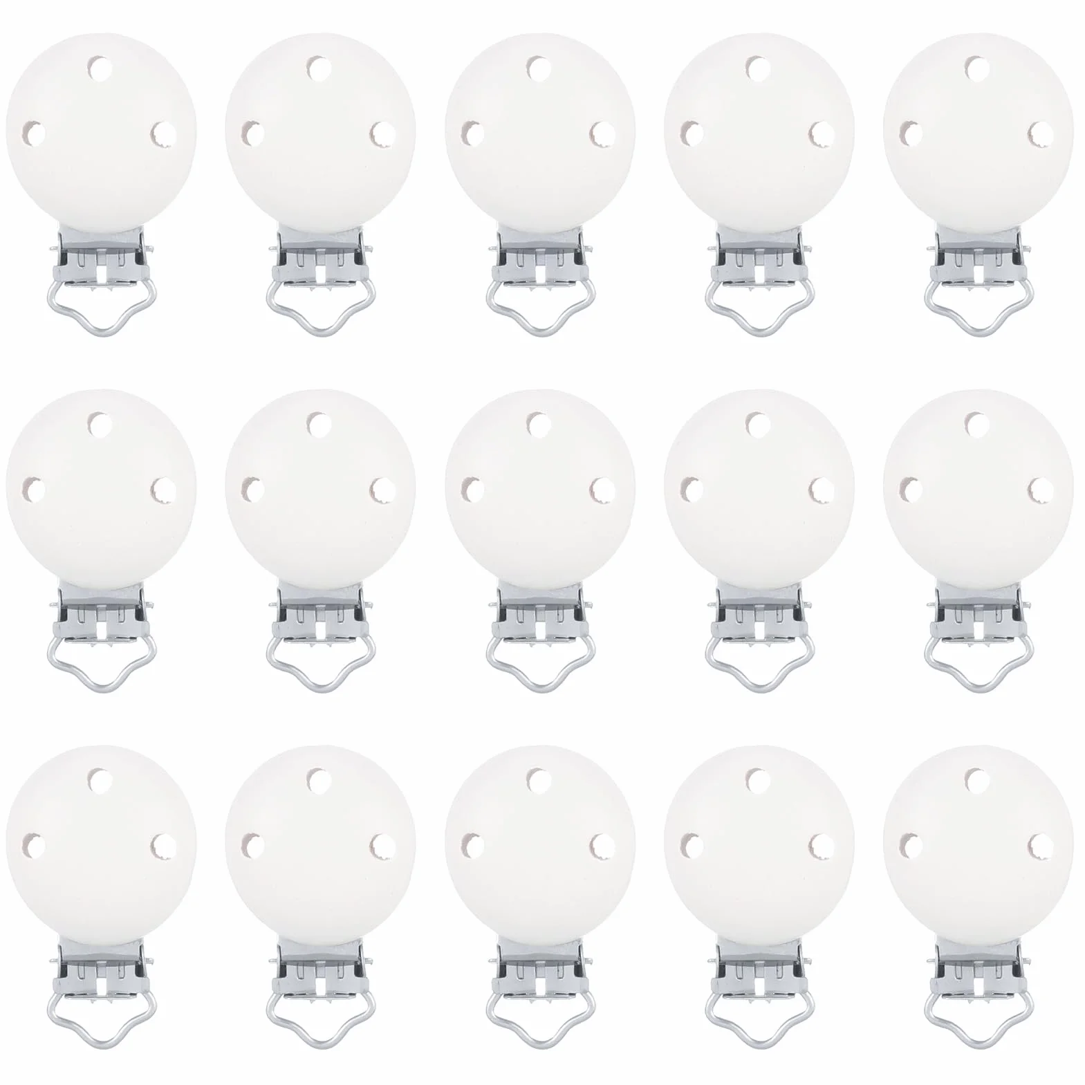 Pinzas para chupete de haya natural, 15 unidades, manualidades, dentición, color blanco