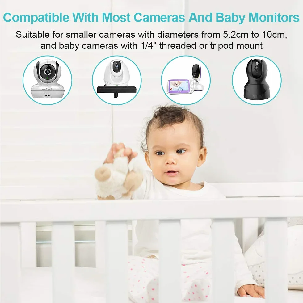 Soporte Universal para Monitor de Bebé con Montaje Flexible, Compatible con Cuna y Pared, Instalación Sin Herramientas