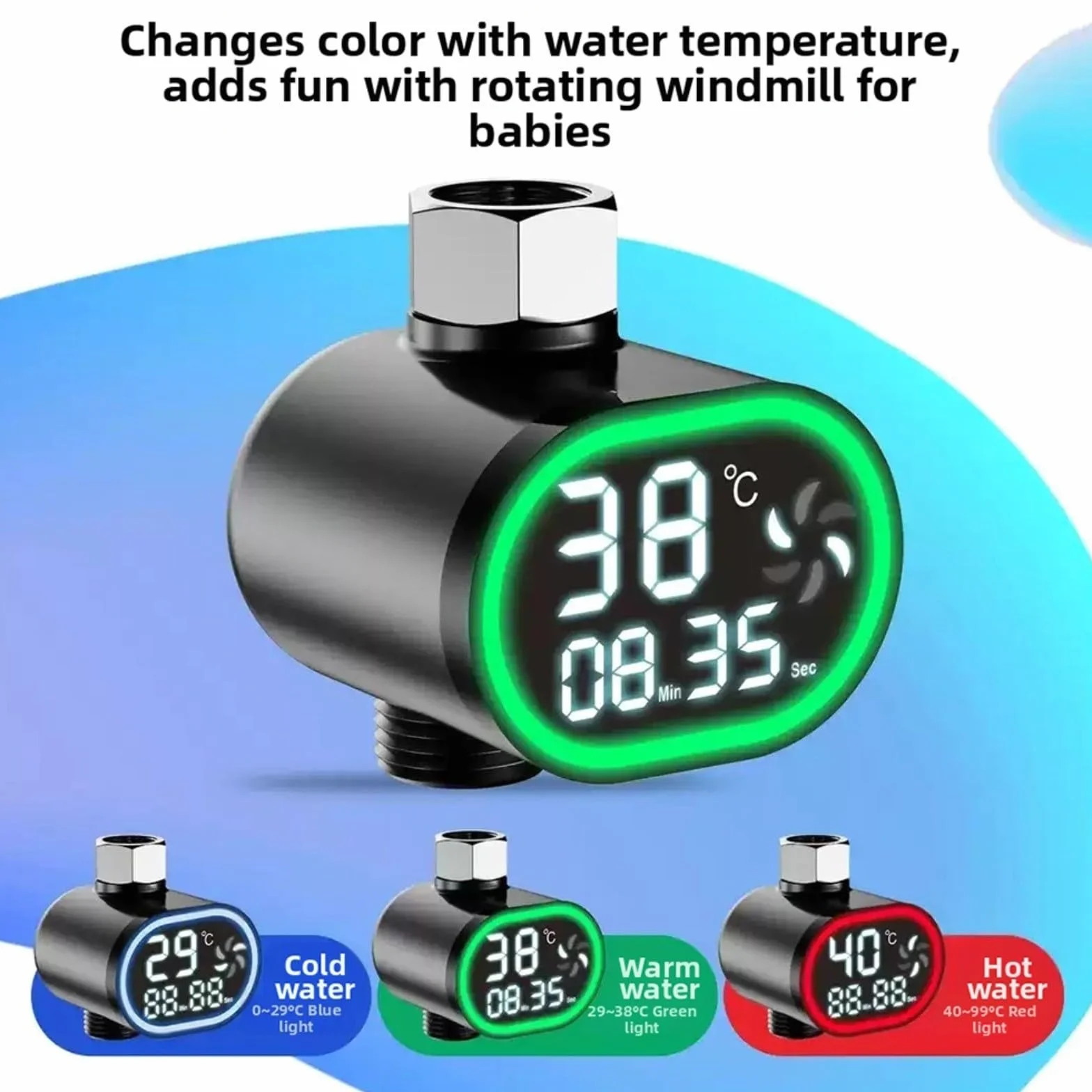 Termómetro digital LED de ducha, pantalla de agua con indicador de temperatura, para baño de bebé