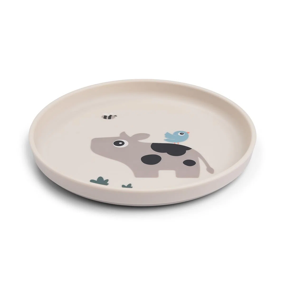 Done by Deer Foodie Plate Tiny Farm Sand, diámetro 20, platos de plástico con práctica base antideslizante, plato infantil hecho de 100% polipropileno de grado alimenticio con TPE antideslizante