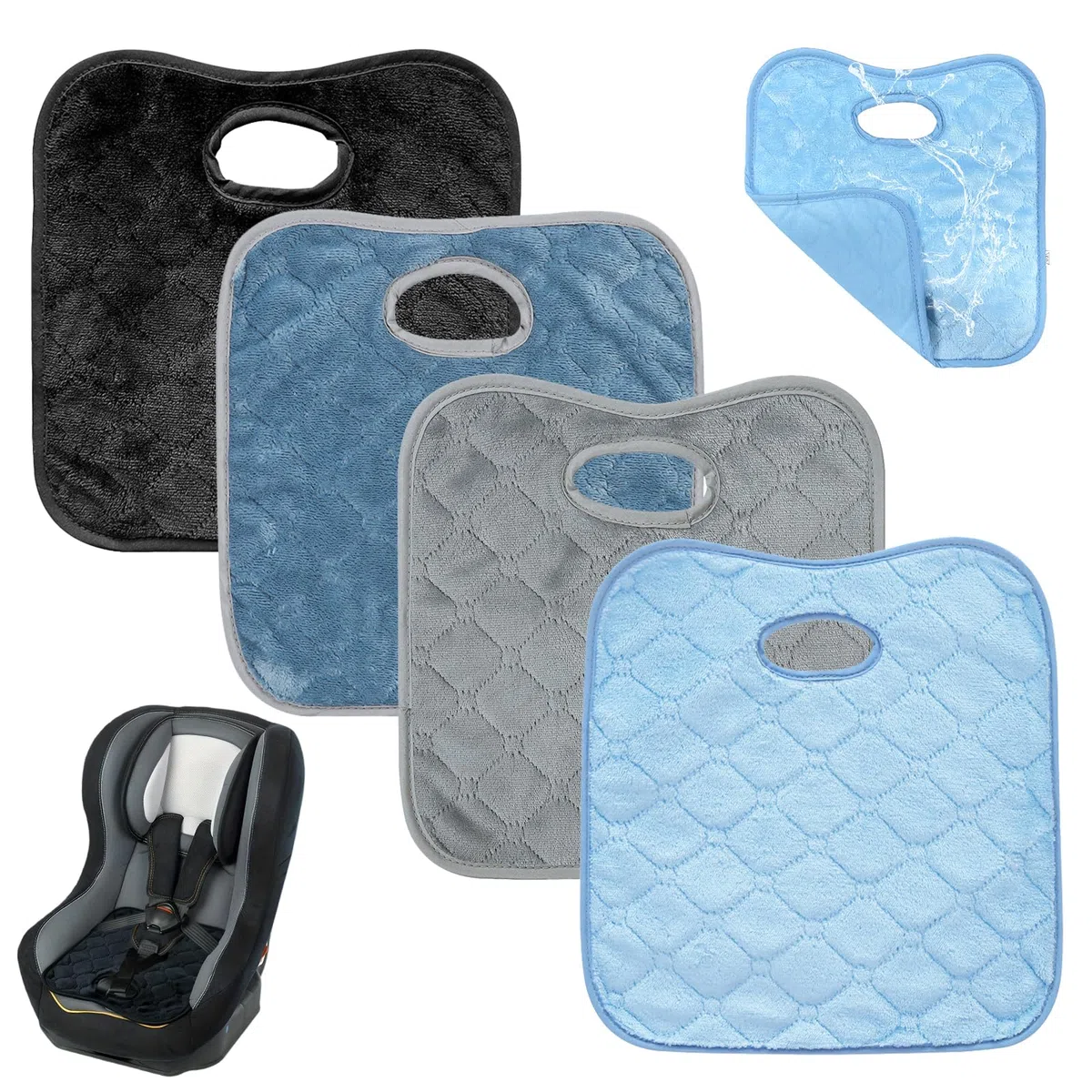 4 Piezas Protector Asiento Coche Silla Bebe，Protector Silla Coche para Cochecitos y Sillas de Coche, Protección Universal contra Líquidos & Suciedad para Entrenamiento Orinal y Viajes 32x30 cm