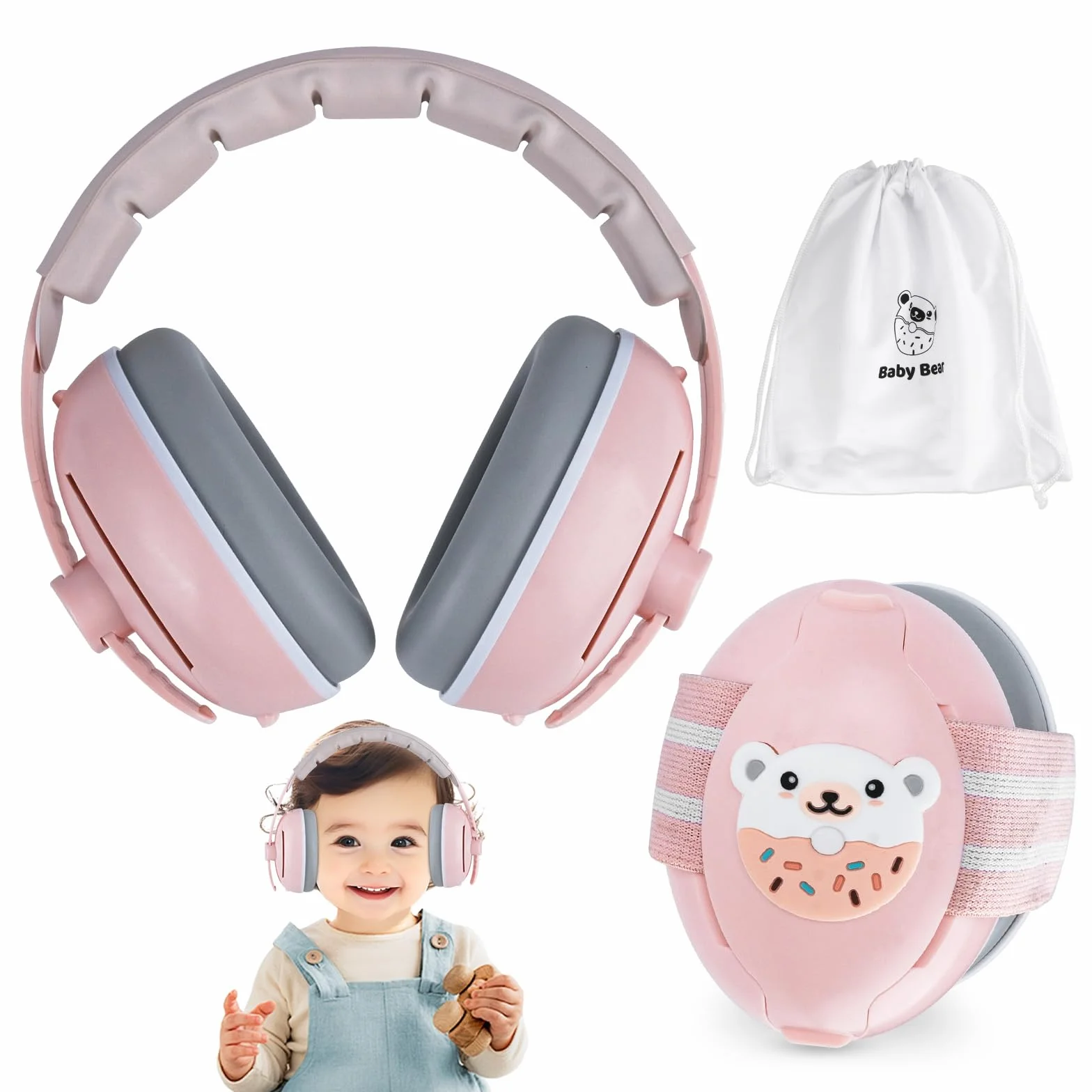 Cascos Bebe Antiruido, 2 en 1 Cascos Antiruido Bebe, Cascos Antiruido Niños Protectores Auditivos para Bebé 0-48 Meses, Protección Auditiva ideal Reducción de Ruido de 25dB