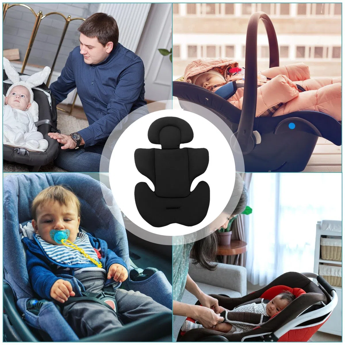 Cojín para Cochecito Bebé, Reductor De Asiento para Bebé Recién Nacido, Almohada De Apoyo Y Transpirable para Soporte De Cabeza, Cuerpo Y Cuello