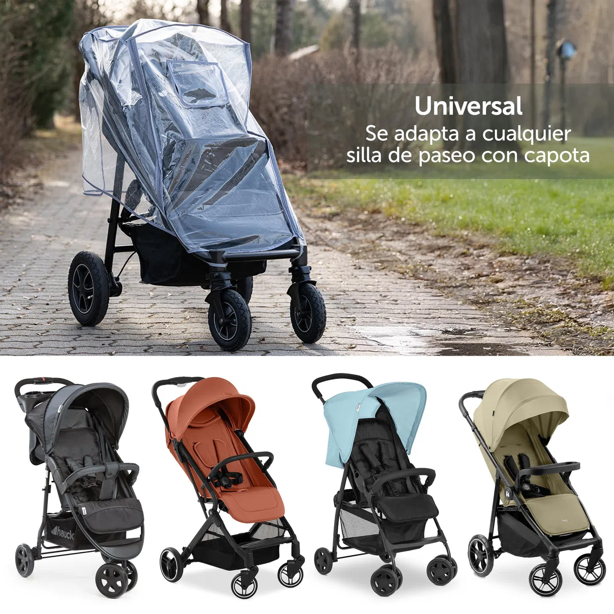 Zamboo Plastico Lluvia Silla Paseo Universal – Burbuja Impermeable para Carrito con Cremallera Frontal Ventana de Contacto y Ventilación - Seguro - Libre de PVC y Contaminantes - Transparente