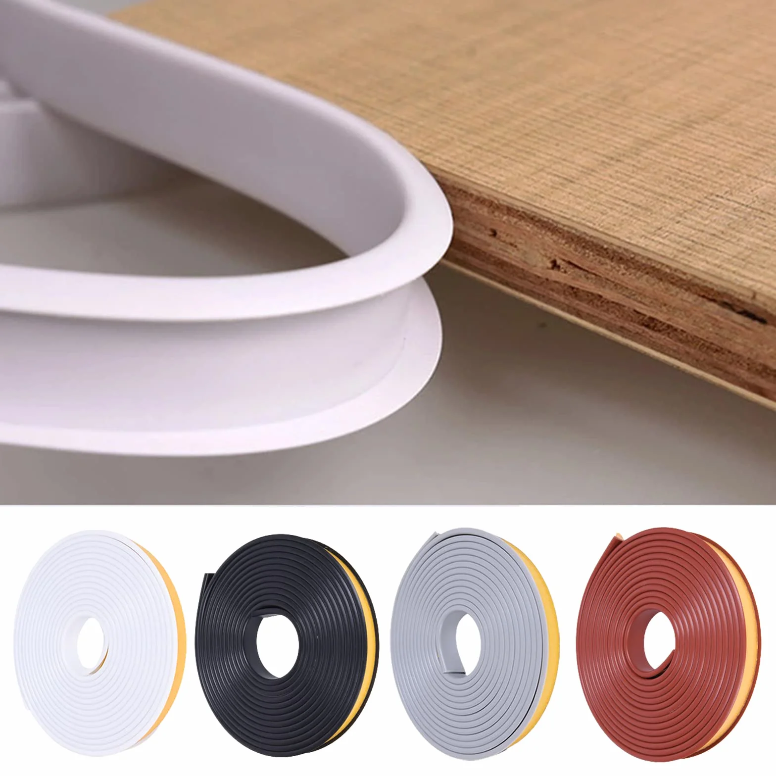 Cinta autoadhesiva en forma de U, 5 metros de cinta para bordes de muebles, protección flexible de TPE, protección de bordes plegable para bordes de armario, listón, encimeras (gris, 12 mm x 5 m)