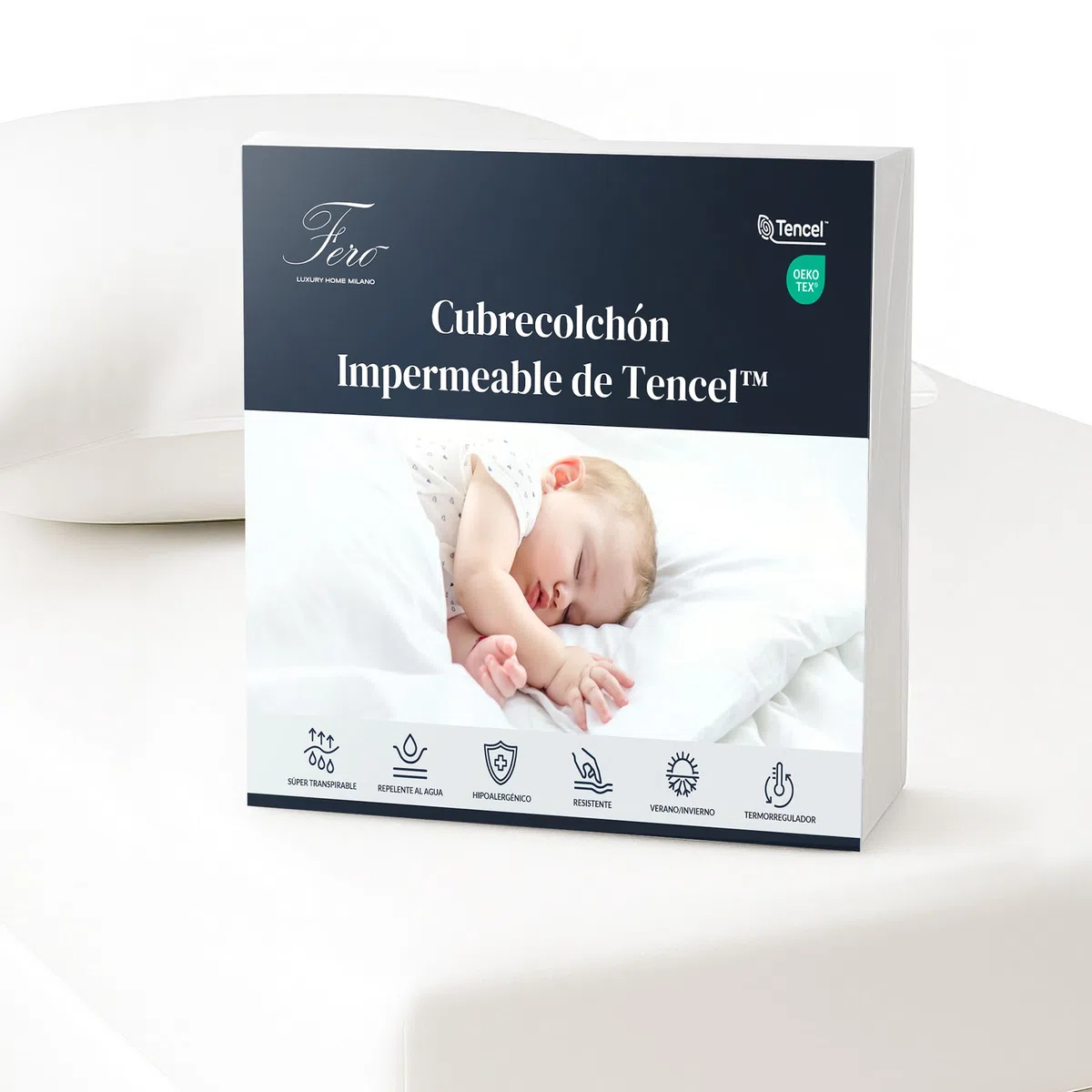 Ferò Protector Colchon Cuna 60x120, Cubre Colchon Impermeable Premium de Tencel Natural Oeko-Tex, Transpirable, Antiácaros, Silencioso, con Esquinas Elásticas, Altura hasta 15 cm