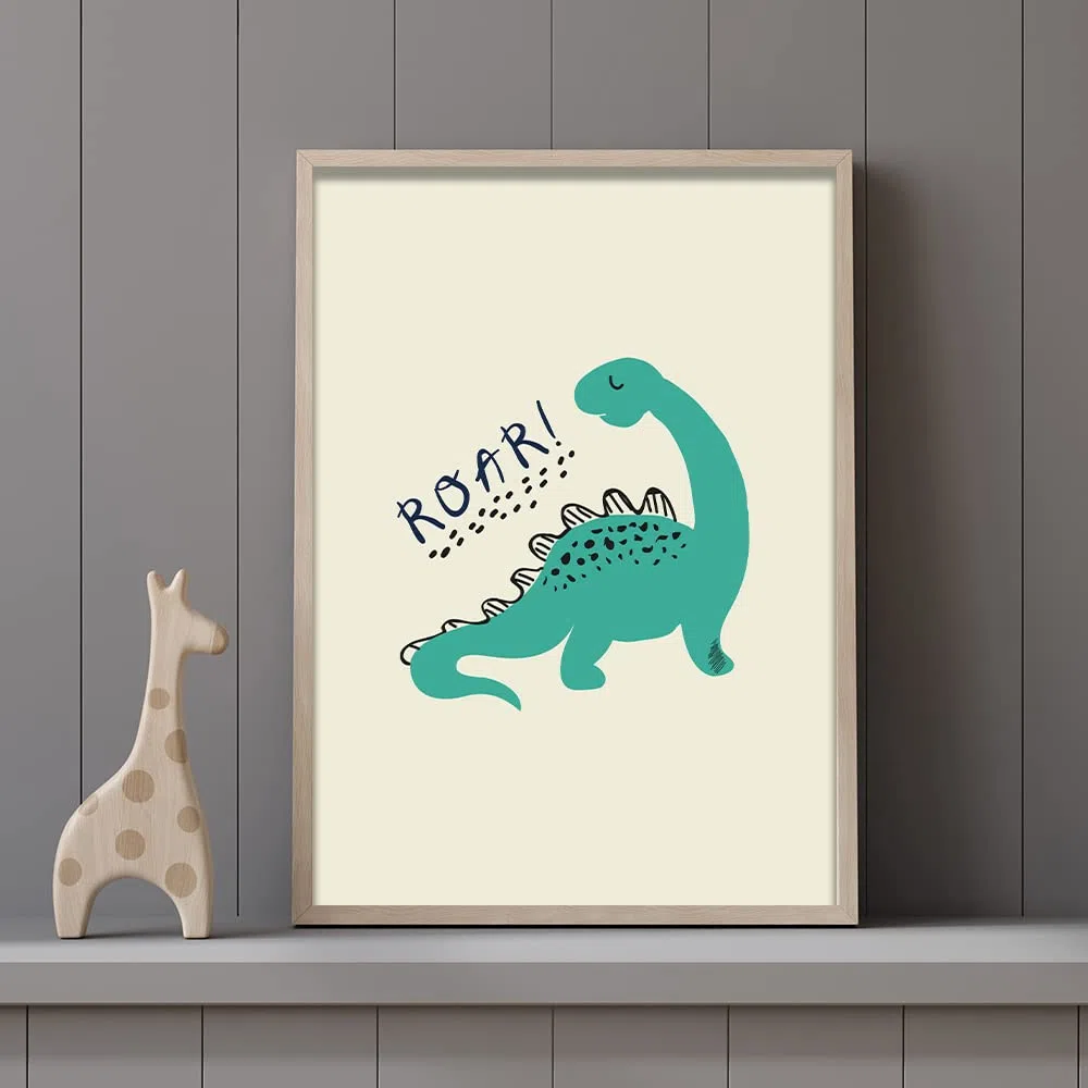 MeinBaby123 Póster de dinosaurio para habitación infantil, juego de 3 dinosaurios, DIN A4, imágenes para habitación infantil, imágenes decorativas de dinosaurio, decoración para habitación de bebé