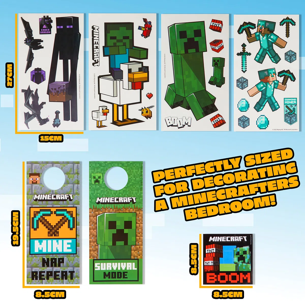 Minecraft Pegatinas Infantiles - Vinilos de Pared Decorativos para Niños