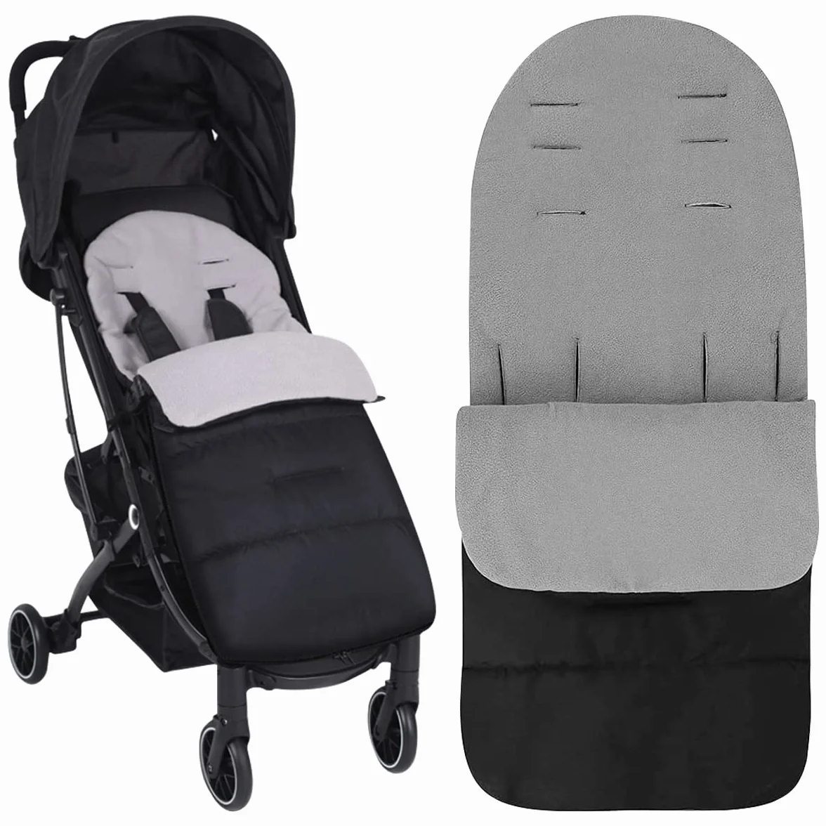 Saco de dormir para bebé de invierno, saco universal para silla de paseo Sacos de Abrigo para Carritos Saco de Dormir Universal para Bebé Antideslizante, Impermeable y Fría, Desmontable Negro