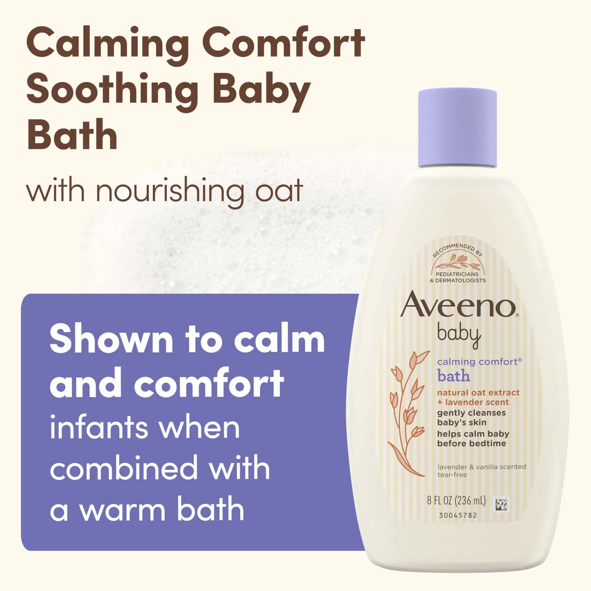 Aveeno Baby Calming Comfort Bagno alla Lavanda & Vaniglia, ipoallergenico e strappo-libero, 8 fl. oz
