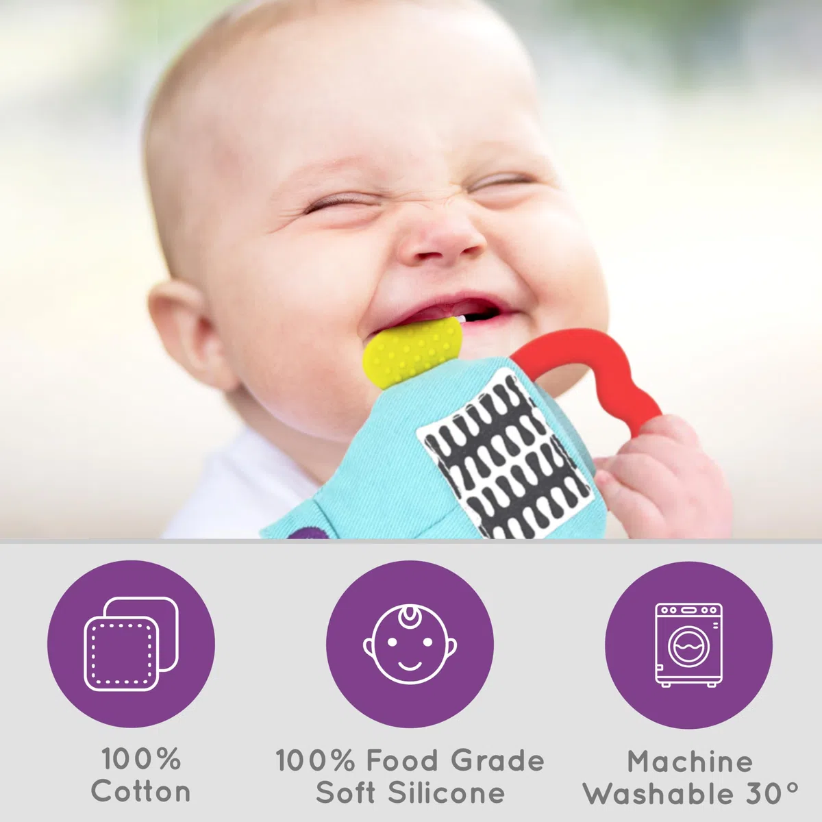 Gummee Glove Teething Mitten for Babies 3-6 Months Detachable Teether Teething Ring Baby Shower Premium Quality 100% Cotton and Food Grade Silicone EN71 Tested Perfect Teething Kit