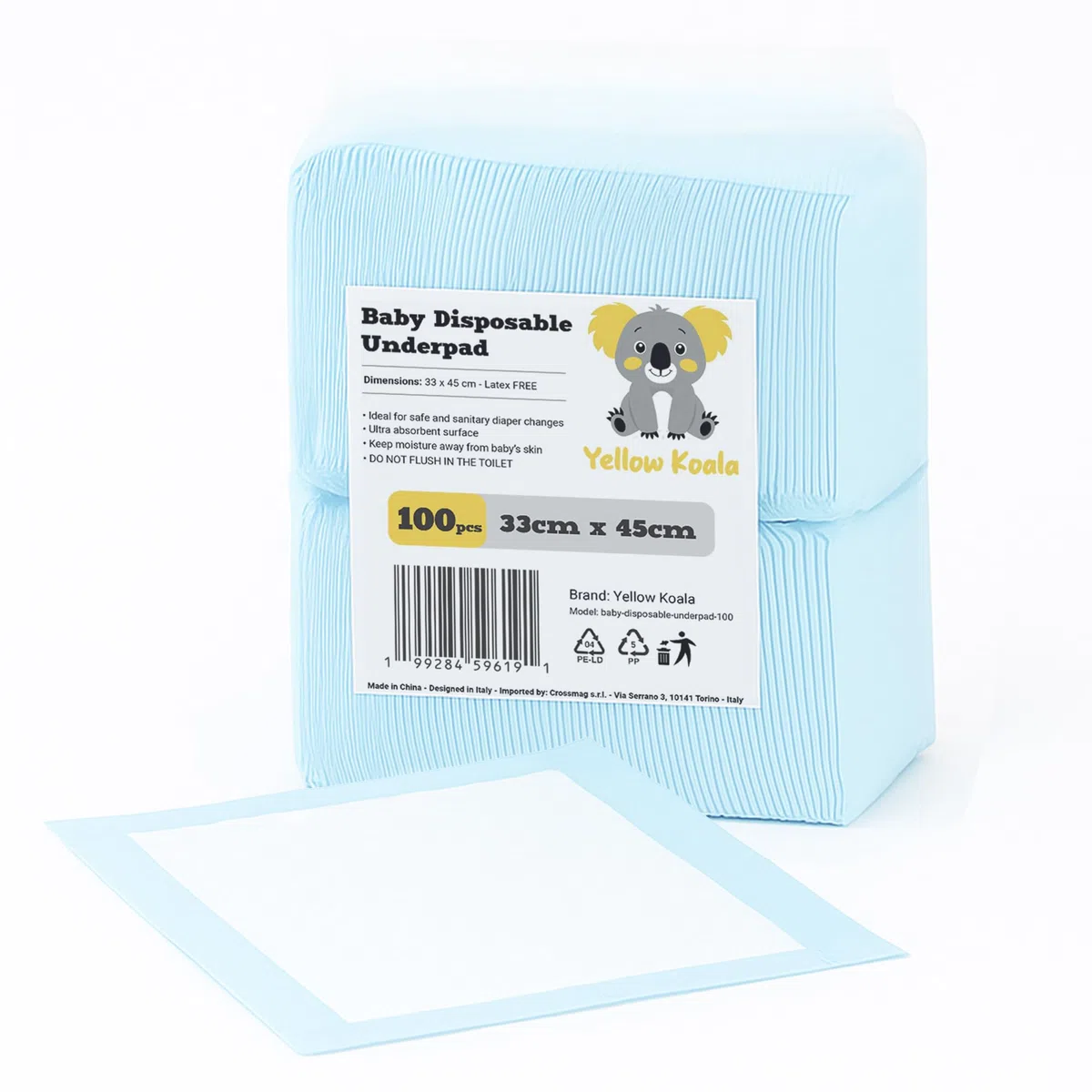 Traversine para bebé desechable, 100 unidades, 33 x 45 cm, pañales absorbentes de 6 capas, suaves e impermeables – Traversine desechable para cambiador, incontinencia y cama, sin látex