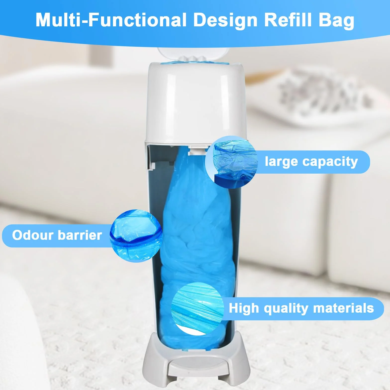 11 cartuchos de recambio para cubos de pañales, 6,5 m, bolsas de repuesto con fragancia, tecnología de 7 capas, compatible con Angelcare, Tommee Tippee, Litter Locker, vástago