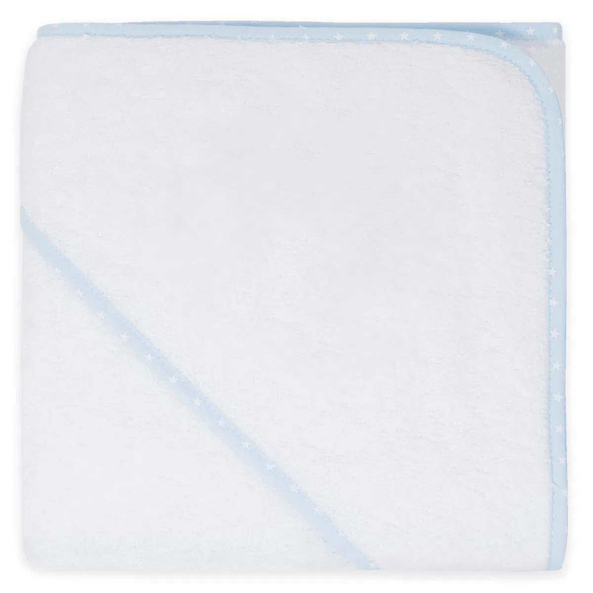 Duffi Baby - Toalla bebe recien nacido. Capa de baño Bebe 100% Algodón Para Bordar. Toalla Baño con capucha Infantil 80 x 80 cm. Super Suave Absorbente Ligera. Niños y niñas Color Blanco Azul. 1196-12