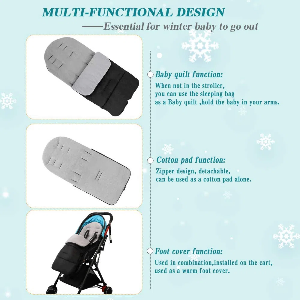 auvstar Saco Silla de Paseo,Saco Polar Universal Invierno,Saco Carro Bebe Universal,Saco Carrito Bebe,Saco Capazo para Cochecito,Sacos de Silla de Bebe para bebés de 0 a 3 año,Impermeable Fría